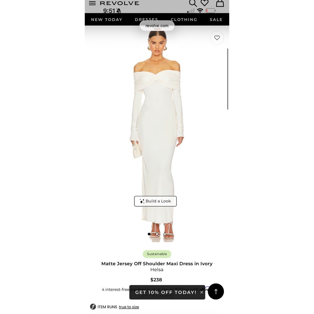 HELSA Matte Jersey Off Shoulder Maxi Dress Ivory L NWT (REVOLVE)